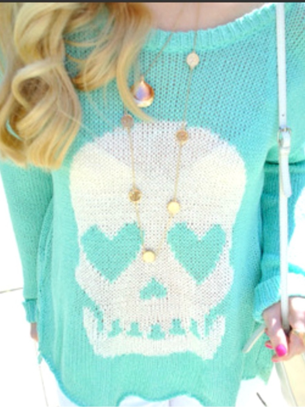 Vintage Havana Tiffany Blue Skull Knit Sweater ☠️